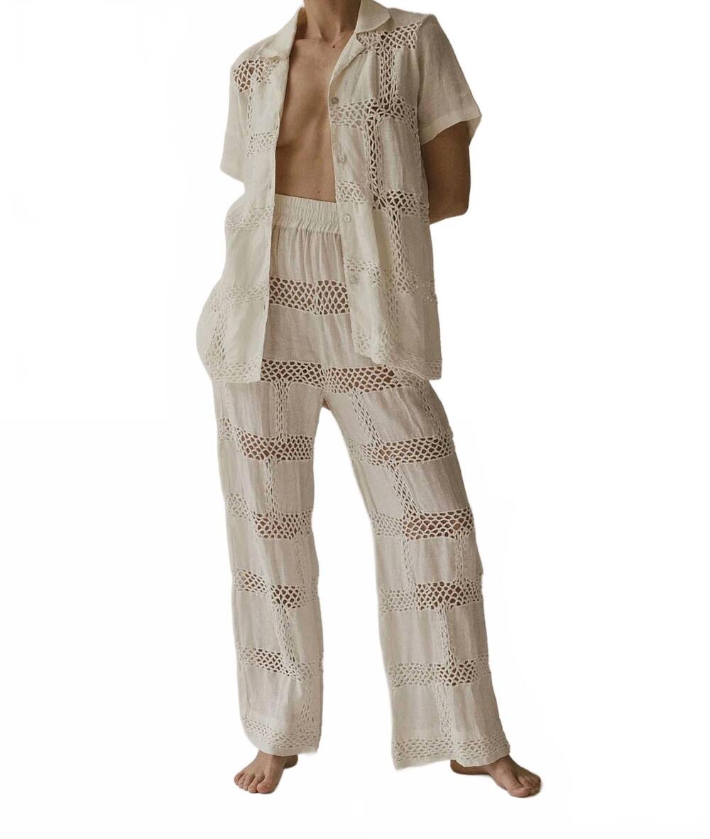 NEW ALL THAT REMAINS beatrice crochet pant in ivory